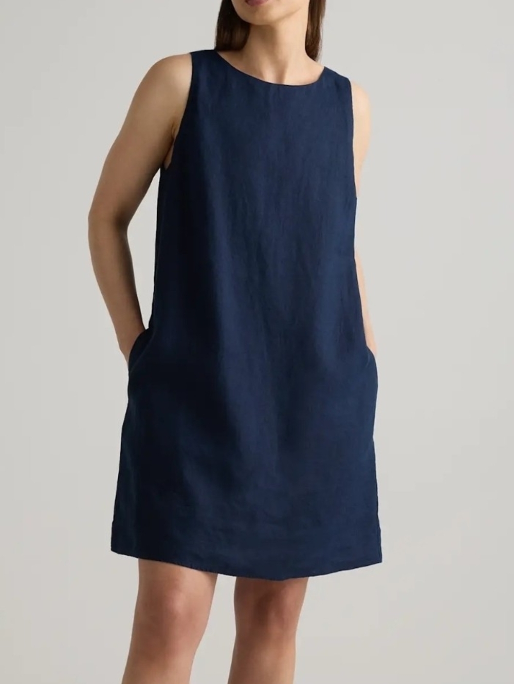 100% European Linen Mini Tank  Dress Lined
